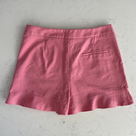 Zara Hi Waist Casual Cotton Poly Blend Frill Flounce Shorts Pink Sz L - Picture 4 of 10